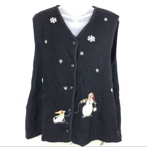 Ugly sweater winter Christmas woolrich snowman EUC